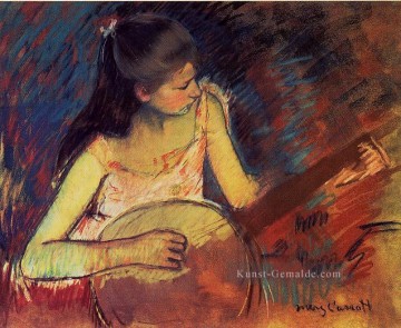Mary Cassatt Werke - Mädchen mit einem Banjo Mutter Kindern Mary Cassatt